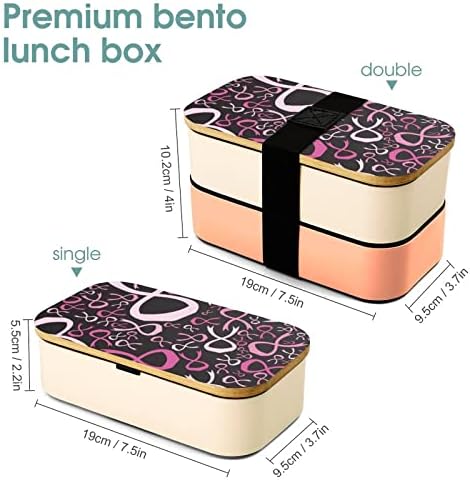 Consciência do câncer de mama Pink Ribbon bento lancheira à prova de vazamentos Bento Box Recipientes de comida com 2 compartimentos