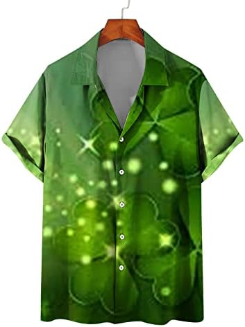 Camisa do dia do dia de São Patrick Button Hawaiian Up camisas de manga curta Blouses casuais Summer Green Top Irish Shamrock
