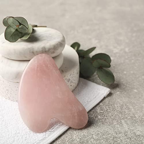 Ferramenta facial de grãos de grãos CZ, quadro de pedra de pedra de rosa natural para terapia de acupuntura de spa Rose para terapia de acupuntura de spa, ferramenta de massagem de rabanço de gua sha