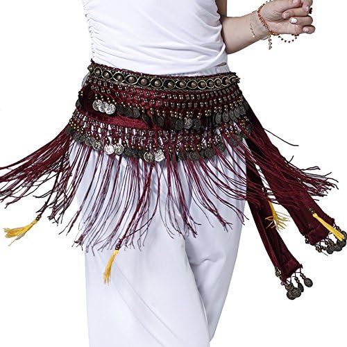 Wuchieal Belly Dance Tribe National Style Belt Belt Tassel Hip Hip Cintura de veludo…
