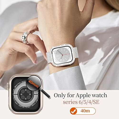 Letóid Apple Watch Band & Case Set Compatible apenas com face iwatch de 40 mm, pulseira de pulseira de jóias metal
