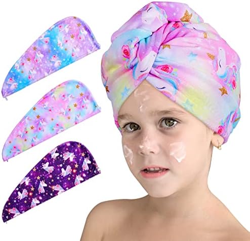 Castelo de unicórnio 3 Microfiber Hair Toard Turbans para cabelos para cabelos molhados embrulhamento de toalha para
