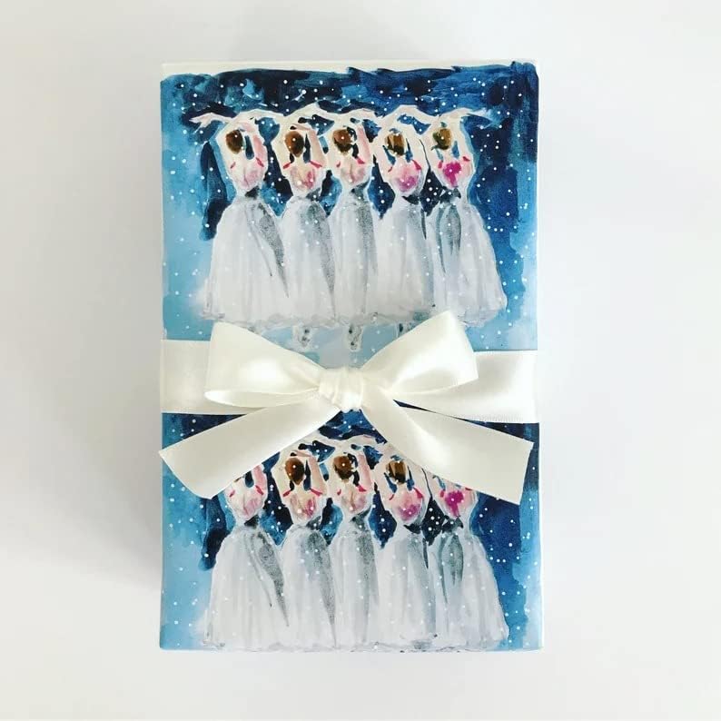 Lençóis 5 Papel de embrulho: bailarinas azuis na neve, embrulho de presente, aniversário, férias, Natal