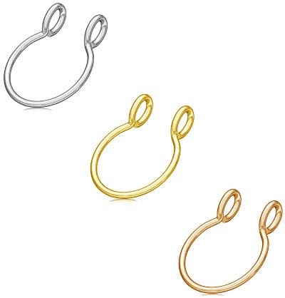 NZDLM Fake Sept Nariz anel de nariz falso anéis de 20g anel de nariz de argola dourado ouro rosa prata de 8 mm 8 mm