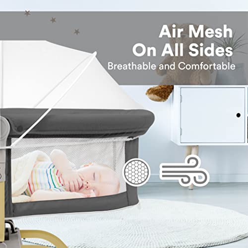 Bassinet de balanço de Cloud Baby - Sleeper portátil de cabeceira dobrável e berço de viagem com rede de dossel - berços de bebê para recém -nascidos, meninos e meninas - bassinet para viagens infantis