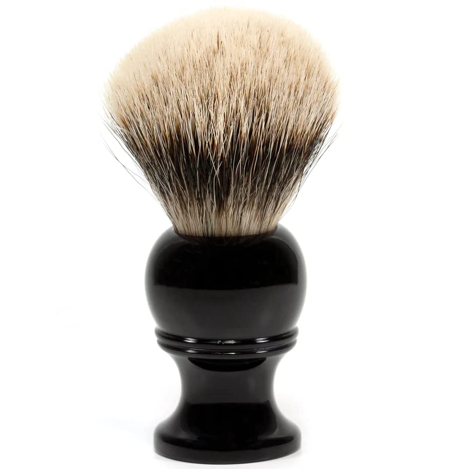 Fendrihan 2 bandas Silvertip Badger Shaving Brush com alça de resina preta para barbear pessoal e profissional