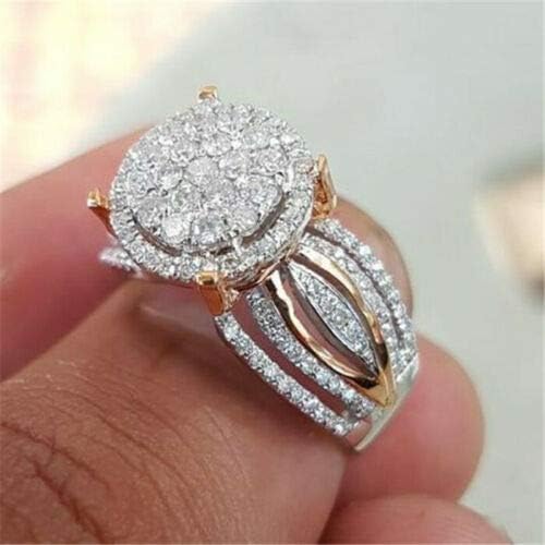 Requintado 18k Gold Rose Branco Topázio Ring Jóias de noivado de casamento SZ5-10