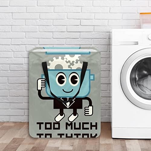 Funny Cartoon Robot engrenagem de engrenagem impressão de estampa de lavanderia dobrável, cestas de lavanderia à prova d'água 60l de lavagem de roupas de roupas de roupas para dormir quarto de banheiro