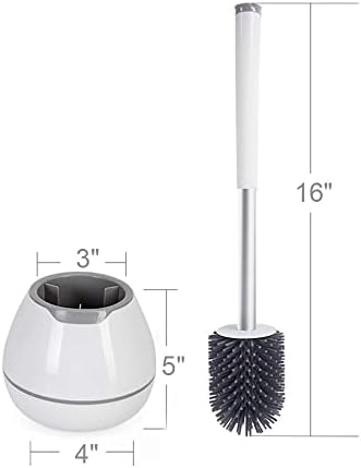 Escova de vaso sanitário boomjoy 2 pacotes, escova de vaso sanitário com suporte, pincel de silicone, kit de limpeza de banheiro com pinças - branco