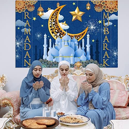Cenário do Ramadã, pano de fundo do Ramadã Mubarak de 7x5 pés para muçulmanos, decorações do Ramadã Mubarak para casa, decorações