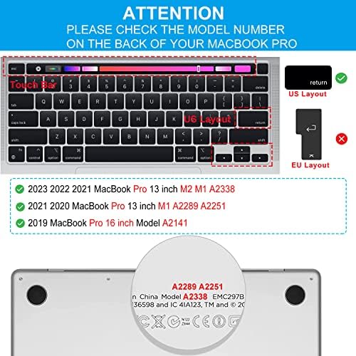 Casebuy Premium atalhos capa de teclado com as teclas Hot Mac OS para MacBook Pro 13 polegadas 2023 2022 2020 A2338 M2 M1 A2251 A2289 / 2019+ MacBook Pro 16 A2141, MacBook Pro 13 polegadas Acessórios