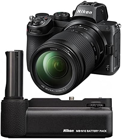 Nikon Z5 Câmera de armação completa sem espelho com Nikkor Z 24-200mm f/4-6,3 VR Lens de zoom-pacote MB-N10 Multi Battery