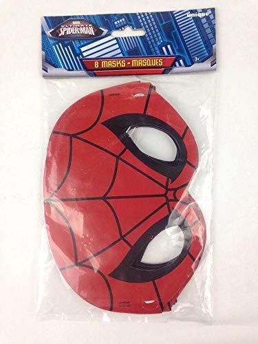 Máscaras de papel de festa do Homem -Aranha - Tamanho da Criança, 8 PCs