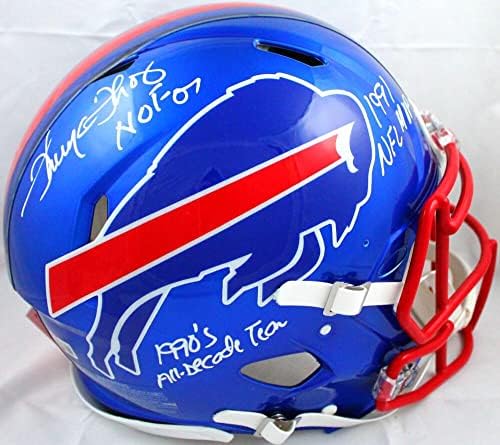 Thurman Thomas assinou contas f/s capacete autêntico de velocidade flash com 3 Insc. -baw holo - capacetes NFL autografados