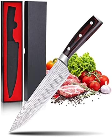 Faca de chef de 8 polegadas de cozinha, alemão de alto carbono aço inoxidável Ultra Sharp Chef's Faca, faca de carne profissional