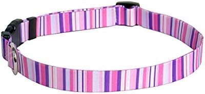 Design de cão amarelo Purple and Pink Stripes Martingale Dog Collar, grande 1 largo e se encaixa no pescoço de 18 a 26