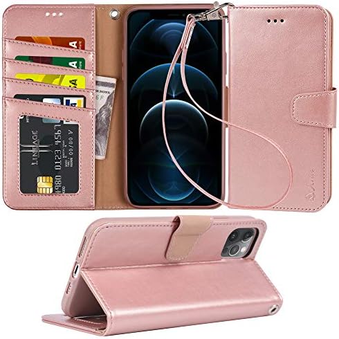 Caso Arae para iPhone 12 Pro Max Wallet Case Flip Tampa com suporte de cartão e pulseira para iPhone 12 Pro máximo 6,7 polegadas