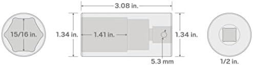 Tekton 1/2 polegada de acionamento x 15/16 polegadas de profundidade de 6 pontos de impacto | SID23024