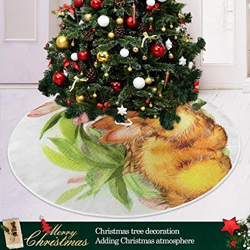 Decoração da saia de árvore de Natal de Alaza, pequena saia de mini árvores Ornamento de 35,4 polegadas com coelho