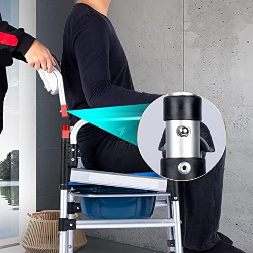 Fehun Stools, cadeira de cadeira leve, cadeira de vaso sanitário ajustável em altura com encosto, apoio de braço e balde de banheiro,