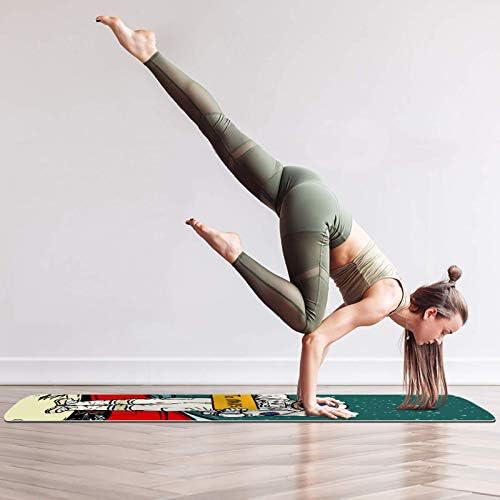 Espaço de desenho animado do Unicey Marte de espessura Exercício e fitness 1/4 de tapete de ioga para pilates de ioga e exercício de aptidão