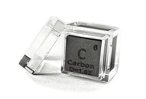 0,39 cubo de carbono de 10 mm C 99,9% de elemento periódico de tabela pura Coleta de densidade gravada Cubo de bloco + caixa de caixa acrílica - 1pc