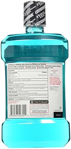 Listerina anti -séptica fria enxaguatório bucal, 1,5 L, 50,72 oz
