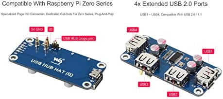 Kit de caixa de cubo USB de onda para Raspberry Pi Zero/Zero W/Zero WH, portas 4x USB estendidas compatíveis com USB 2.0/1.1,