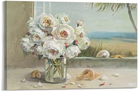 Poster floral, Danhui nai, lindas flores brancas, arte estética de decoração estética de tela de parede de arte para decoração de parede decoração de decoração de quarto presentes de 12x18 polegadas