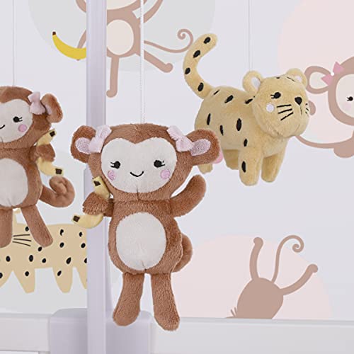 Little Love by Nojo Sweet Jungle Friends Pink e Tan Plush Monkey e Cheetah Musical Mobile
