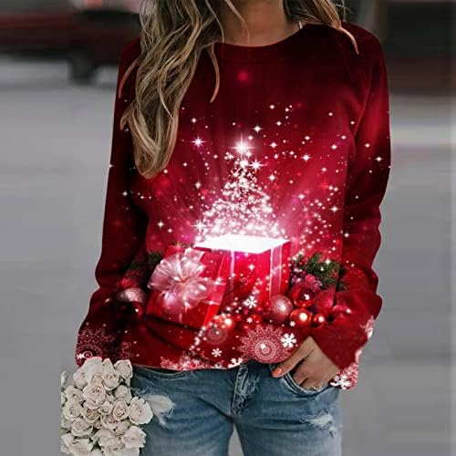 Mulheres Hoodies de grandes dimensões Casual Ladies Christmas Sweatershirts Tops redonda pescoço de moletom com capuz