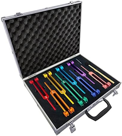 Chakra Tuning Fork Set, Solfeggio Tuning Forks of 8 Color, 7 Chakra e 1 Soul Proteding Ponded Forking Forks para Cura de DNA,
