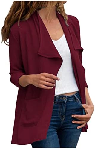 Blazer casual para mulheres plus size, feminino empresário blazer lapela de manga longa jaqueta de trabalho frontal aberta com bolso