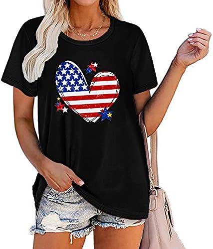 Camiseta de camiseta feminina feminina gráfica do Dia da Independência Bloups camisa moletons molhos