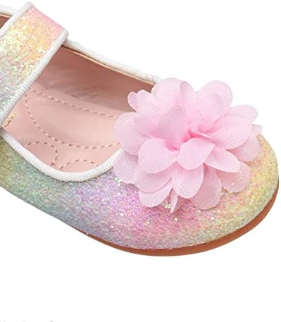 Tozhcita Rainbow Dress Shoes Girl's Glitter Princess Sapatos Criança Mary Jane Sapatos de Partido brilhante Flats de balé em Casual Usando presente colorido para meninas