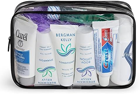 Kit de conveniência de walleetries de viagens de viagem asom, conjunto de higiene de higiene do bem -estar de cuidados pessoais, TSA aprovou os kits de acessórios de higieness de bolsa de viagem clara, 36 pc.