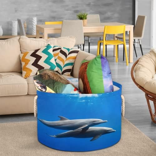 Dolphin Deep La Deep Grandes Cestas redondas para cestas de lavanderia de armazenamento com alças cestas de armazenamento de cobertor para caixas