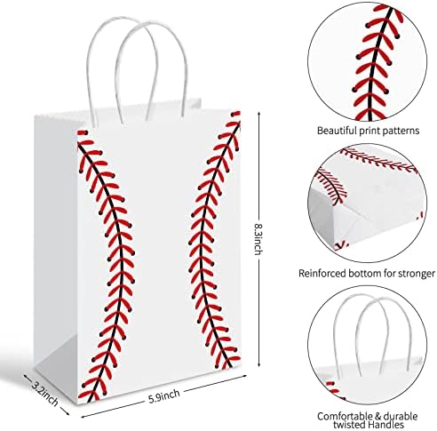 16 PCs Baseball Party Gift Sachs para suprimentos de festas de beisebol decorações de decoração de aniversário, festa a favor do Goody Treat Candy Bag Baseball Pattern Gift Bag, material de festa de aniversário para crianças adultas