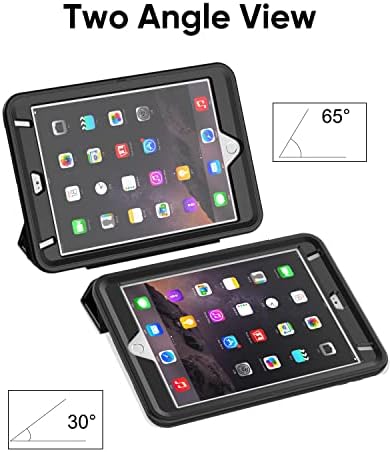 Seymac ipad mini 5 / mini 4 estojo 7,9 polegadas, resistência durável de proteção à prova de choque de serviço pesado com capa com capa inteligente Sono / despertar automaticamente para iPad mini 5º / mini 4ª geração, preto