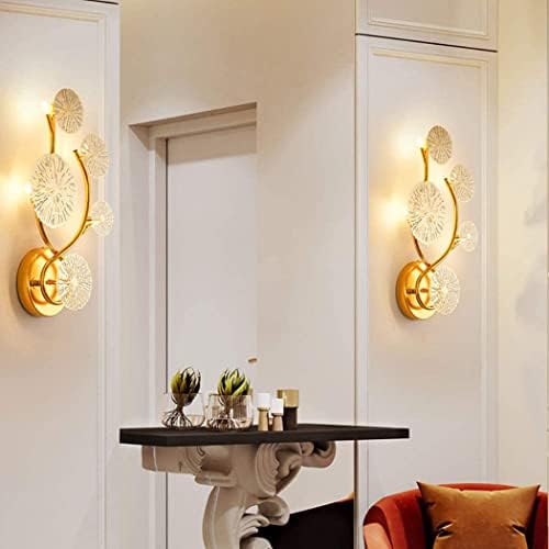 Arandela de parede de metal de luxo leve, lâmpada dourada de lótus lâmpada de parede de descarga luminária de teto de montagem para decoração de decoração de sala de estar decoração em casa, 8 cabeças