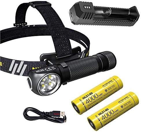 Combinação: nitecore hc35 farol de LED recarregável-4 x c-rree xp-g3 s3 w/extra 2140 bateria e carregador USB UI1