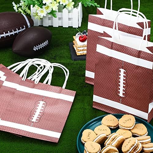30 PCs Bolsa de doces de festa de futebol com alça Kraft Paper Football Goodie Bag Sport Football Treat Bag de futebol Bola
