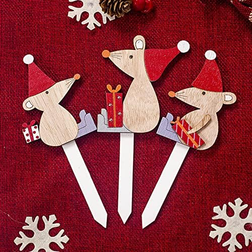Blmiede Christmas Baking Decoration Supplies Christmas Birthday Bolo Cartão de bolo de neve Deer Decorações de madeira 21 Toppers