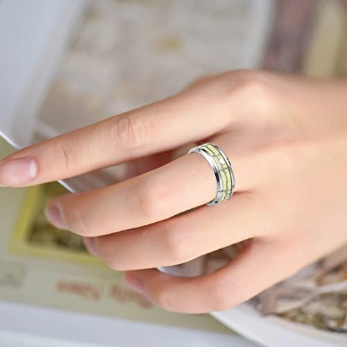 Brilhar no escuro batimento cardíaco aço inoxidável anel de anel de casal de casal anel de anel luminoso promessa de noivado da aliança