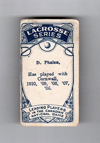 D. Phalen, Vintage 1910 Lacrosse Trading Card. Cornwall Colts. Imperial Tobacco Company C59 Series, 34. Efêmer de lacrosse e tabaco.