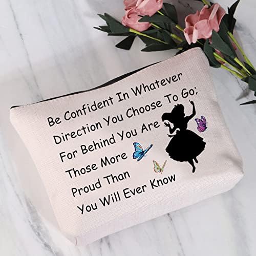 Jytapp Alice Makeup Bag Alice Gift Wonderland Bolsa de cosméticos Alice Fãs Presentes Seja confiante em qualquer direção que você