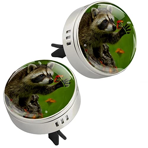 Raccoon Smell Flower Car Aromaterapia Essential Difusor Gestão com CLIP de ventilação 4 Pontos de feltro
