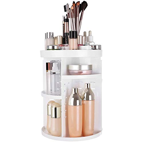 Organizador de maquiagem Caixa de armazenamento Cosmetic 360 ROTAING, Rack de armazenamento de porta -maquiagem ajustável