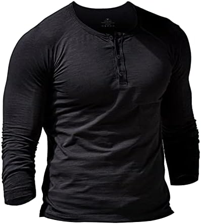 Muscle Alive Men Slub Henleys T-shirt Relaxed Fit 3 Buttons