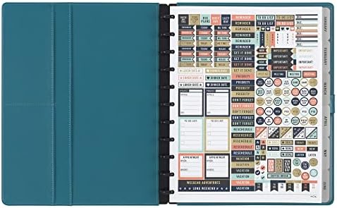 Tul® DiscBound Monthly Planner Starter Conjunto, sem data, tamanho da carta, capa de couro, cerceta